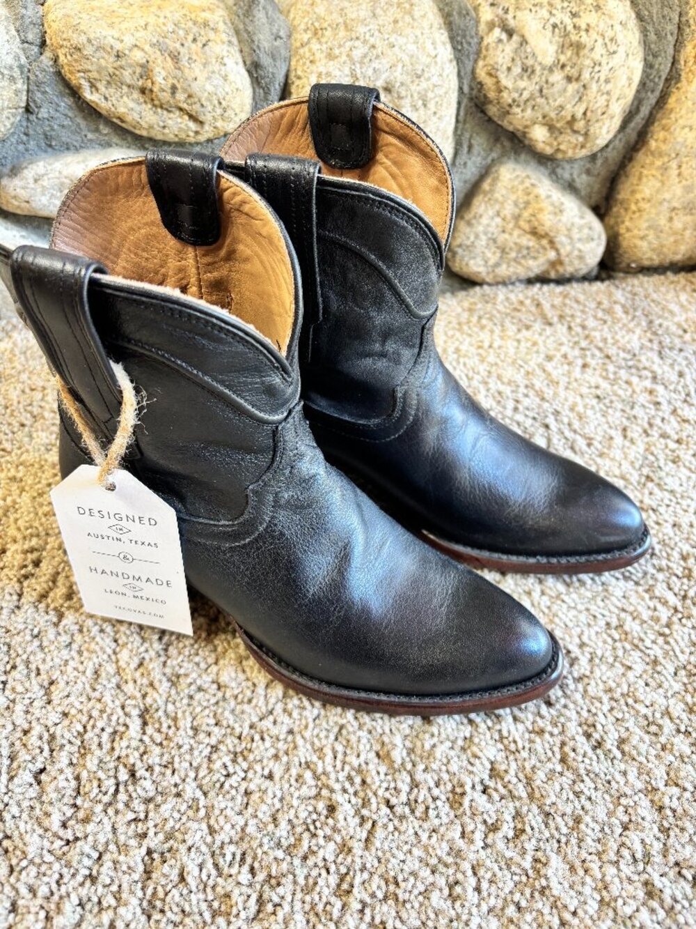 Tecovas Handmade Black Leather Boots Size 6.5 NWT